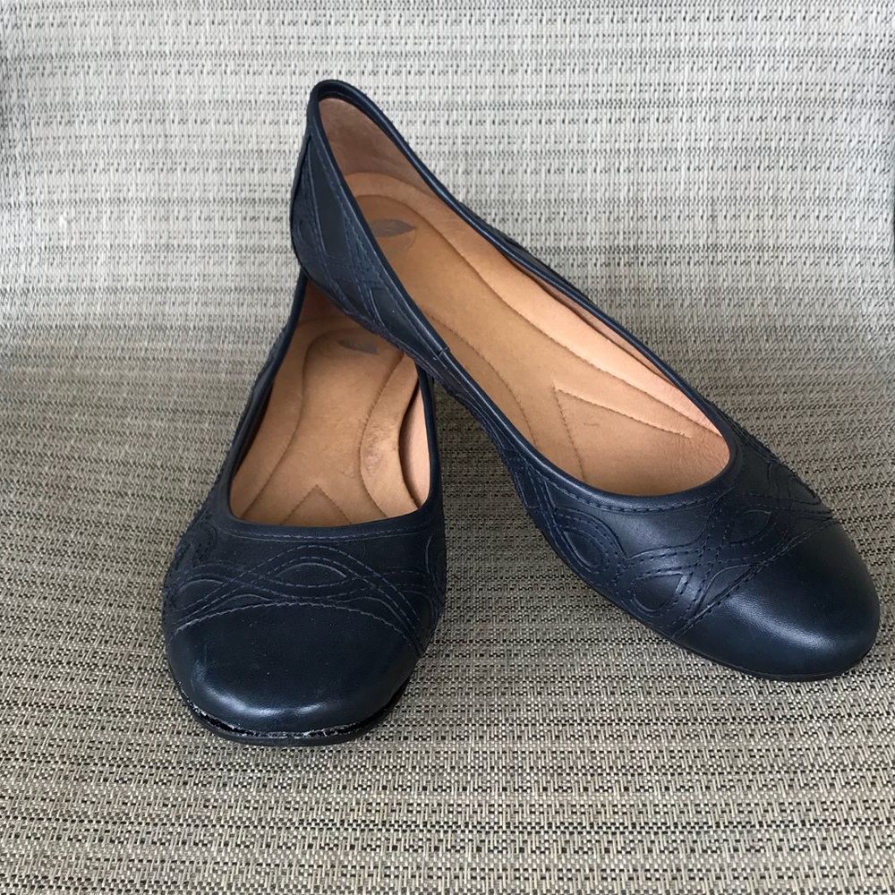 Nurture Ballet Flats ACARA Navy Leather Slip On